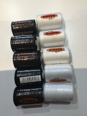 Wimsew Nähmaschinengarn 5 x schwarz 5x weiß Polyester 10x1000m 120er