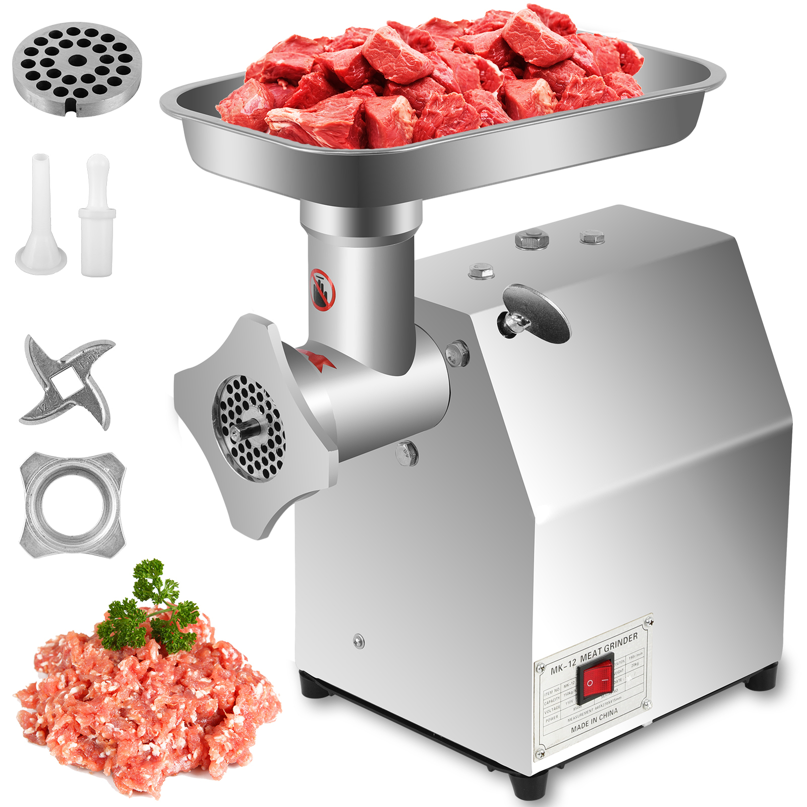 Heavy Duty 150kg/h 1.2HP 3 Moulds Electric Meat Mincer Sausage Stuffer