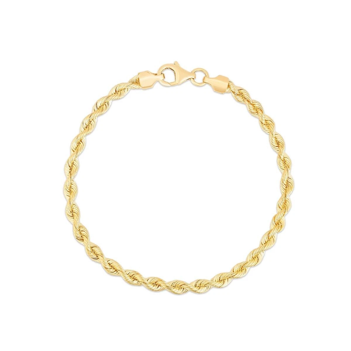14k Yellow Gold Mens Solid Silk Rope Chain Bracelet 8