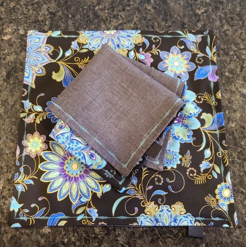 "BLACK TAG HANKS" by Boneshaker - EDC Hankies, Asain Flower Print - Picture 2 of 6