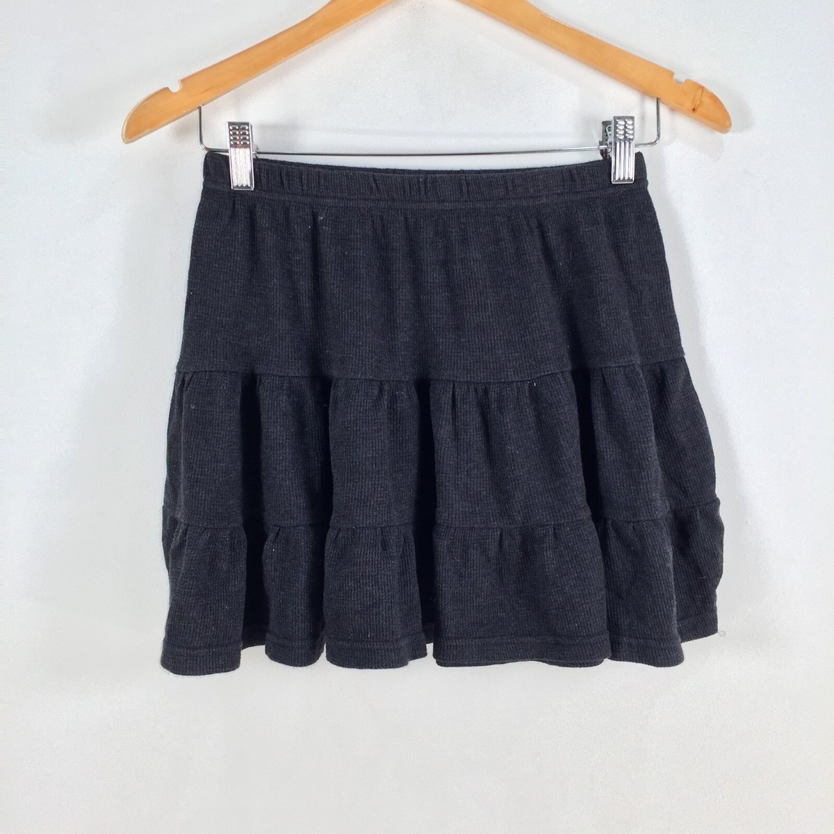 Glassons womens flare mini skirt size S black stretch cotton blend