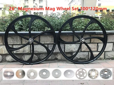 CDHPOWER CDH 26" Magnesium Mag Bicycle Wheel Set 100*120mm & Sprocket -Motorized BIKE RIM