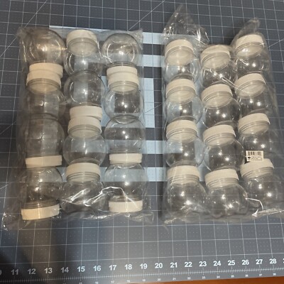 Crafts Clear Plastic Round Jar Bottle, 3-inch 24-count White Plus One Free Decor
