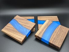 Wood Epoxy Charcuterie Board Coaster set black walnut wood