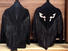 Vintage Women’s 14 Schott Western  Suede Leather Fringe Jacket Coat Make Offer!!