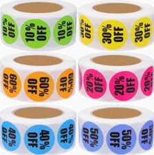 60pcs % Off Garage Yard Sale Stickers Labels Price Market Adhesive 1 Inch Price