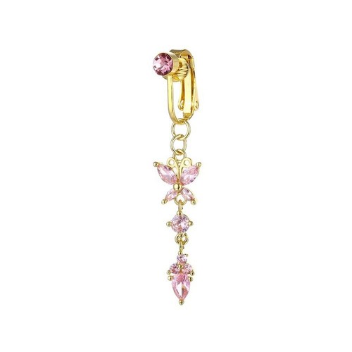 1PC Women Faux Fake Belly Ring Butterfly Fake Belly Piercing Clip Umbilical Clip - Picture 9 of 11