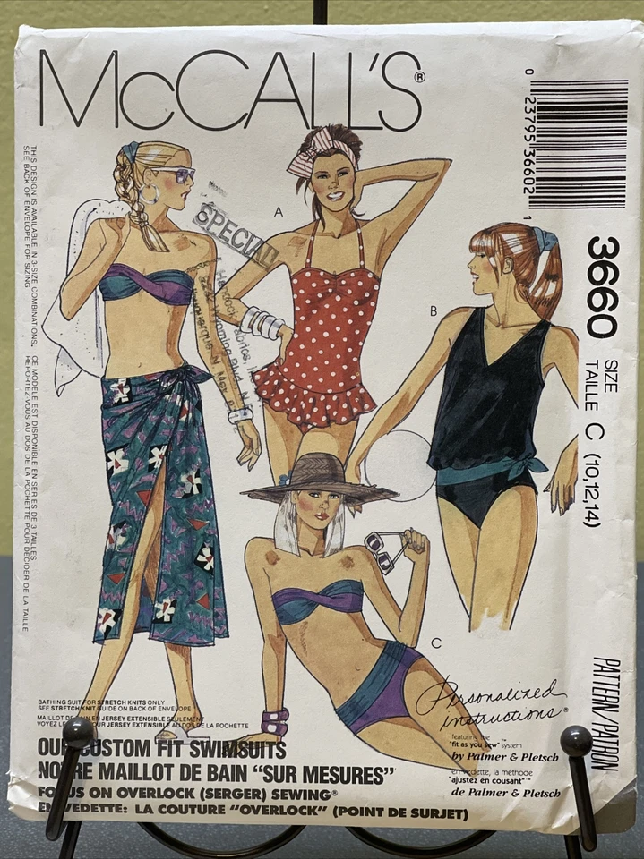 UNCUT Vintage 1988 McCall’s 3660 Sz 10 12 14 Swim Suit Twist Top Bikini Ruffle - Image 2 of 4