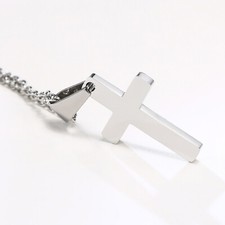 NEW   Simple Cross Pendant for Kids Boys Girls Stainless Steel Small Necklace