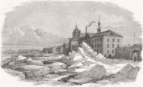 CANADA. Breaking up of ice, St Lawrence, Montreal 1859 old antique print
