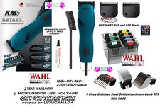 Wahl KM5 SUPER DUTY BLUE Clipper KIT ULTIMATE 10,30 Blade 8 ATTACHMENT COMB SET