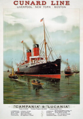83858 Vintage Cunard Line Campania Lucania Cruise Decor Wall Print Poster