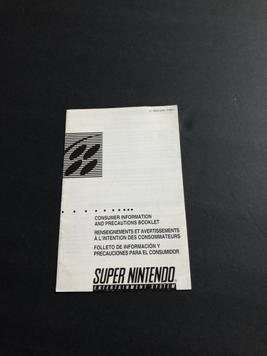 snes Super Nintendo Precaution Insert