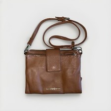 Vintage Liz Claiborne Brown Leather Crossbody Messenger Bag 90s Boho Academic