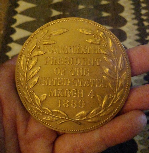 Benjamin Harrison Presidential Commemorative Bronze Medallion, 3" - Picture 2 of 3