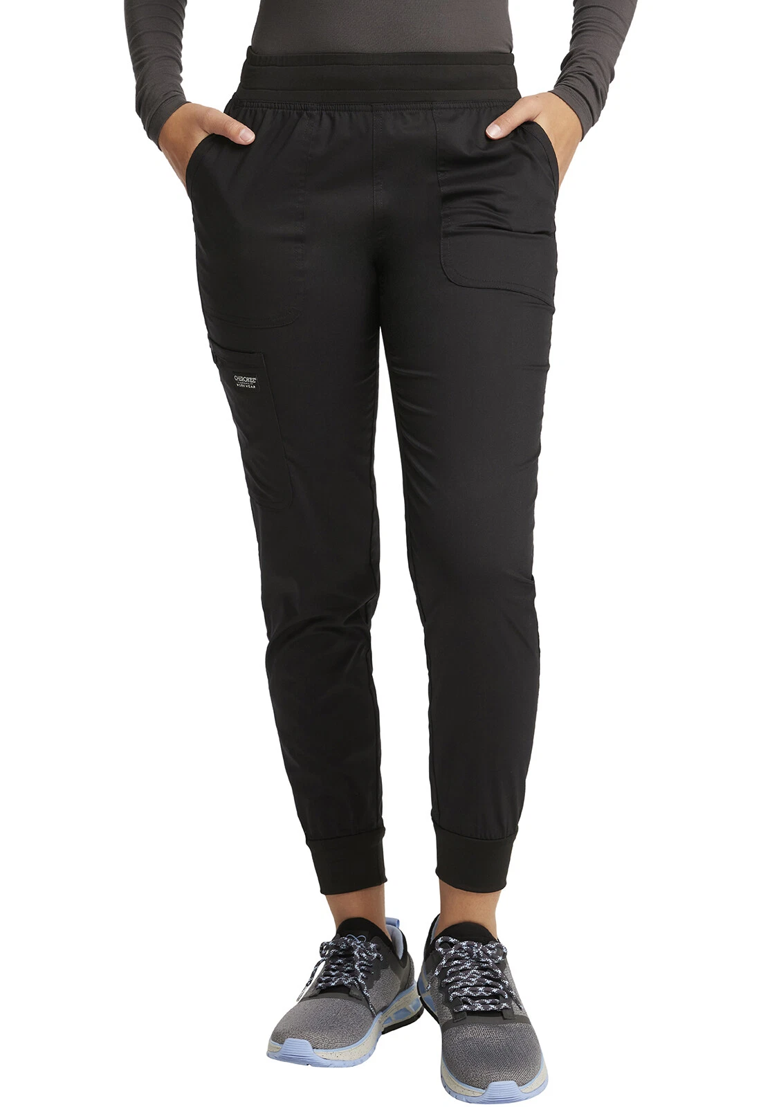 Cherokee Workwear Women's Mid Rise Jogger Pant WW115 BLK Black Free Shipping