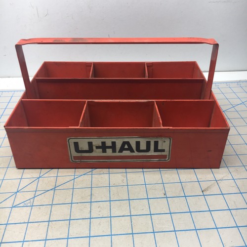 Vintage UHaul Tool Caddy Futerał Organizer Wyświetlacz 7 przegródek 12x9x6,5"