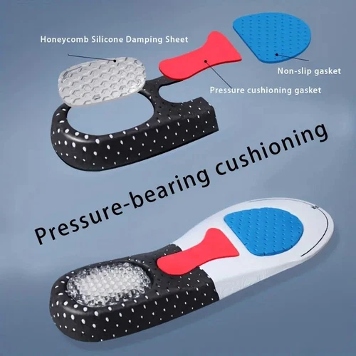 Work Boots Feet Arch Support Orthotic Absorb Shock Gel Massaging Shoe Insoles US - Picture 3 of 22