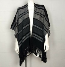 NWT Ladies Gray  Black Poncho Shrug One Size