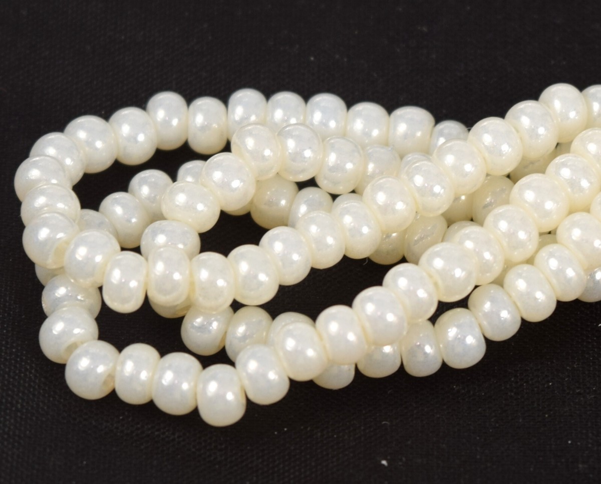 Czech Glass Seed Beads Size 6/0 PEARL OFF WHITE Strands