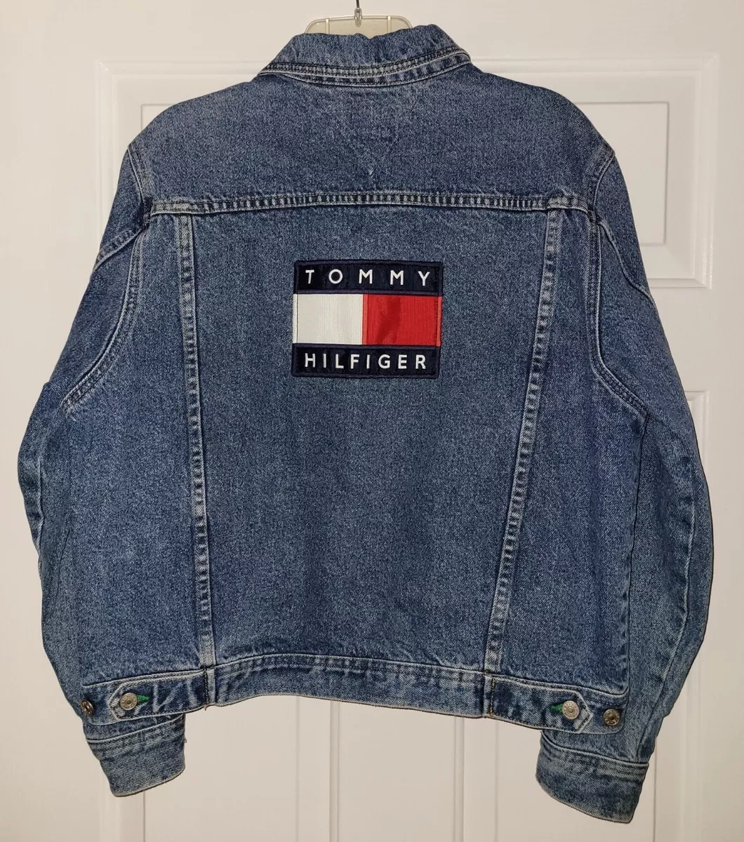 Tommy hilfiger denim jacket with logo on the back online