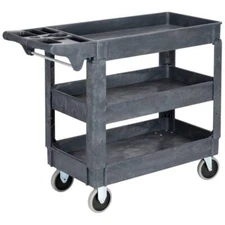 Heavy Duty 3 Tier Shelf Plastic Utility Cart with Wheels 550lbs Capacity Gray