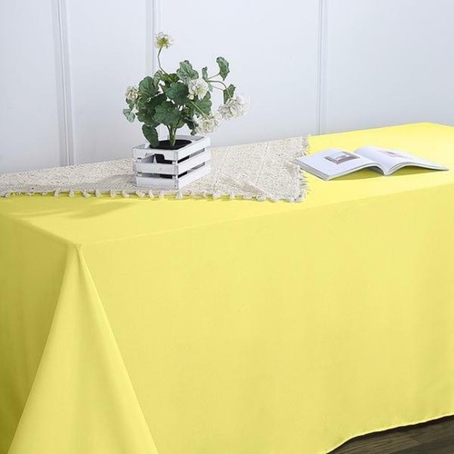 90x156-Inch Yellow RECTANGULAR Polyester Tablecloths Reception Catering Wedding - Picture 3 of 9