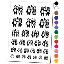 Sloth Couple in Love Anniversary Valentine's Day Temporary Tattoo Set