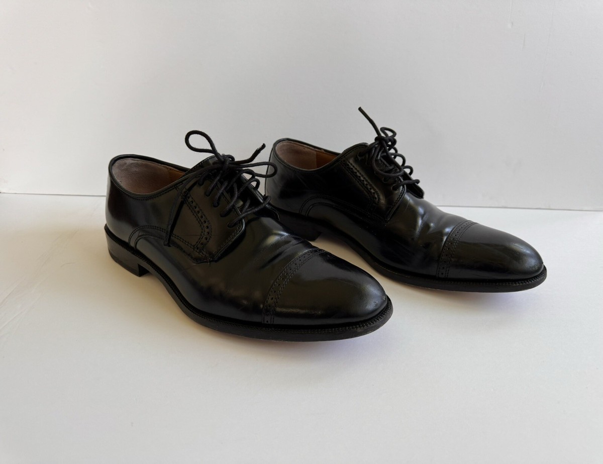 Johnston & Murphy Bradford Cap Toe Dress Shoes Black Brush 