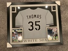 Frank Thomas Autographed & Framed Gray White Sox Jersey Auto JSA COA