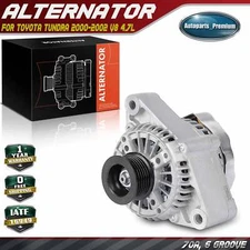 Alternator for Toyota Tundra 2000-2002	V8 4.7L 70 Amp 12 Volt CW 6-Groove Pulley