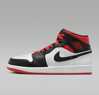Nike Men's Air Jordan 1 Mid Shoes White Gym Red Black DQ8426-106
