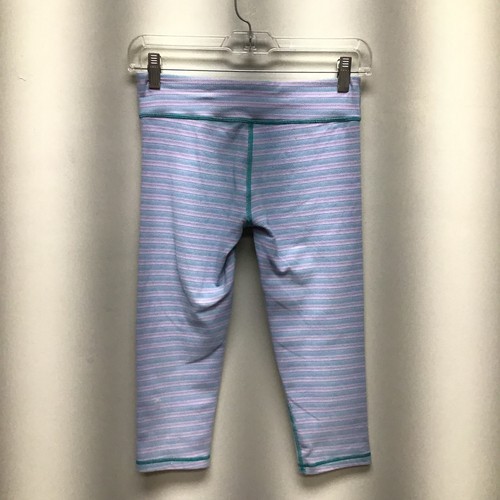Ivivva by Lululemon Athletica Girls Teal & Pink Striped Cropped Leggings 12 - Picture 4 of 11