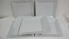 THE CELLAR WHITEWARE SQUARE 11 1/4' "  DINNER  PLATES (5) MACY'S OVENSAFE 