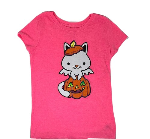 Girls Sanrio Hello Kitty Pumpkin Shirt Halloween Jack-O-Lantern Size LG 10-12 - Picture 2 of 4