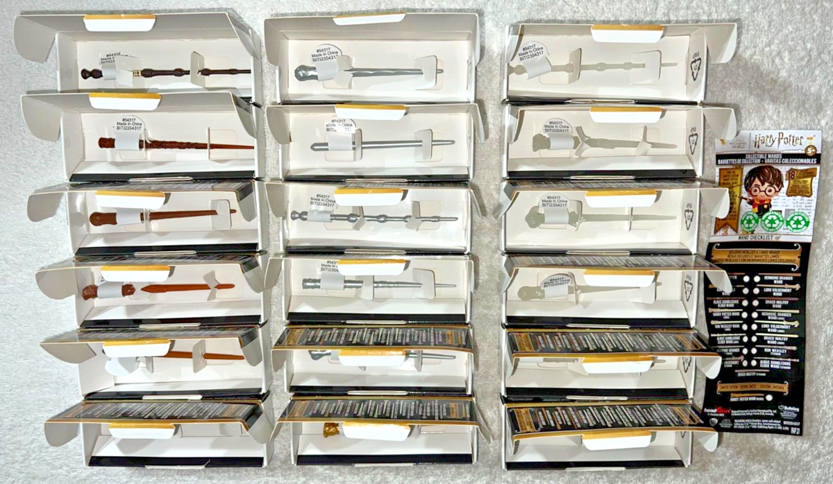 HARRY POTTER MINI WANDS COMPLETE SET OF 18 INCLUDES LIMITED