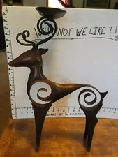 19" Tall Primative Rustic Metal Deer/Buck  Candle Holder ~2 Full Size Candles 