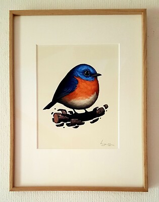 EASTERN BLUEBIRD  |  Mike Mitchell  |   FRAMED  Fat Bird Giclee Poster Print