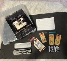 Calligraphy Pens Paper Guides Cartridges Art Bin Container Lot - Read