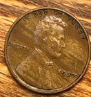 1937 Lincoln Wheat Cent Streaky Woody Improper Alloy Unique Eye Appeal Error