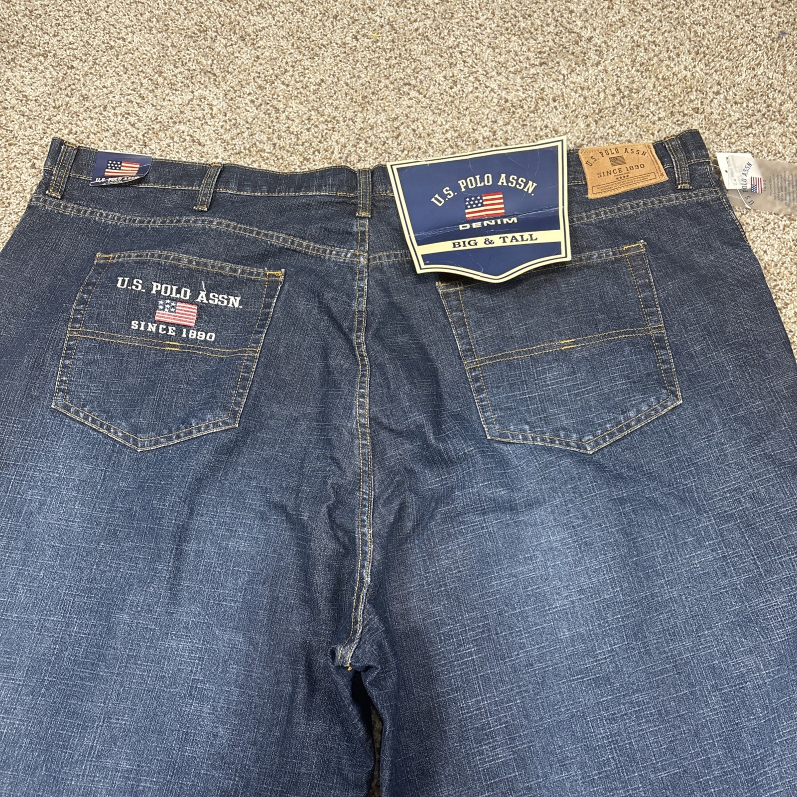 U.S. Polo Assn Jeans Mens 52x34 Denim Dark Wash Vtg Fits 51 X 34 NEW - View 19