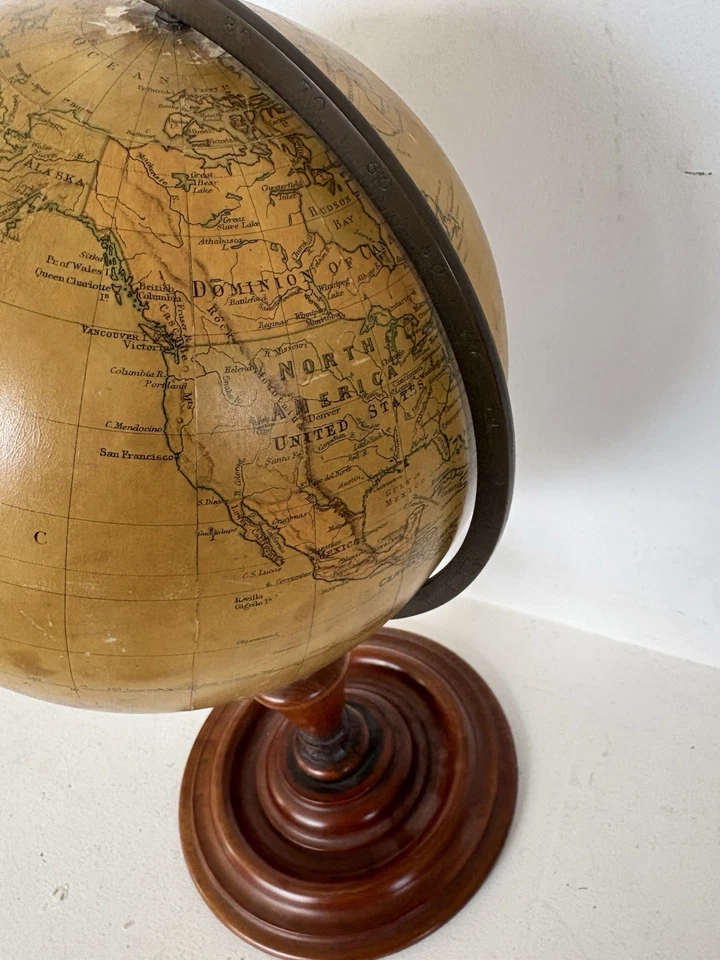 "Antiguo mapa del mundo terrestre educativo de Felipe J Bartolomé 16"" de alto" Foto 3 de 4