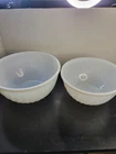 2 Vintage Fire King Swirl Ivory 9" and 8" Glass Mixing Bowls