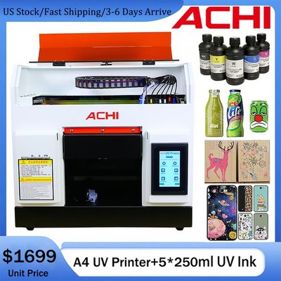 【US Stock】ACHI A4 UV Printer Epson L800 DTG Inkjet Printer For Metal Glass Wood