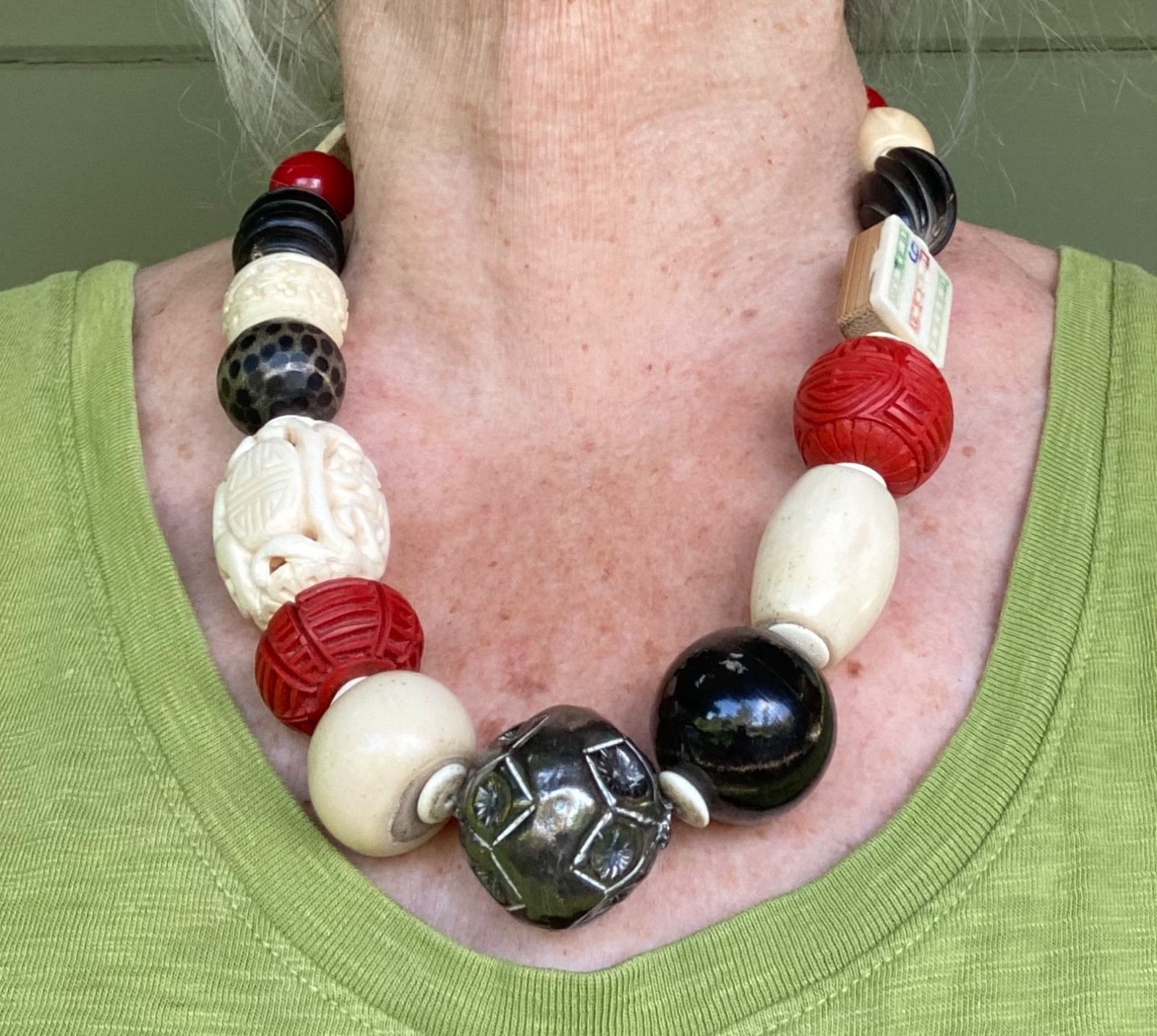 Asian Inspired Chunky Bead Statement Necklace - image 1