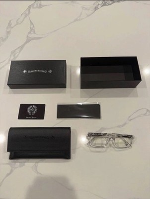 Clear/Silver Chromehearts Smoke Show Sunglasses with Case and Box Brand New