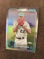 2024 Topps Chrome Refractor Sandy Alcantara #138 Miami Marlins Baseball