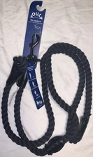 YOULY The Wanderer Multi-Purpose Black Rope Dog Leash, 6 ft. Large.