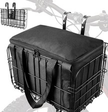 Bike Basket Front Folding Bicycle Basket with Removable Liner Bag, Quick Release