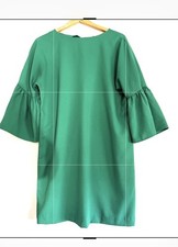 Banana Republic Green Shift Dress Womens 6 Bell Sleeve Tie Cuff